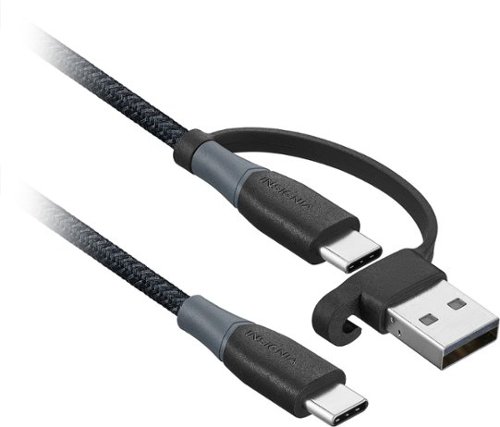 Insignia™ 6’ 2-in-1 USB-C to USB-C Charge-and-Sync Cable with USB Adapter - Black SHOP ONLINE