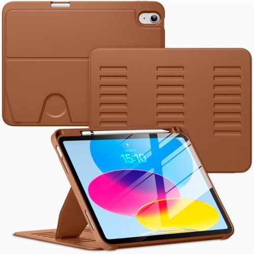VIKESI - Magnetic Case for iPad 11" 2025 & 10.9" 10th/11th Gen, Shockproof, Pencil Holder, Auto Wake/Sleep, Multi-Angle Stand - Brown-Front_Standard 