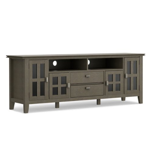 Simpli Home - Artisan SOLID WOOD 72 inch Wide Contemporary TV Media Stand For TVs up to 80 inches - Farmhouse Grey-Front_Standard 