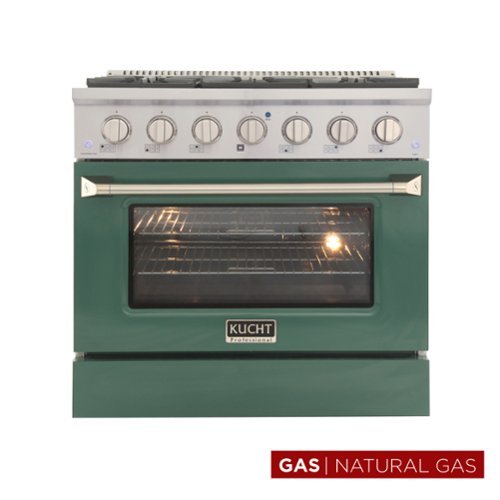 Kucht - 36 in. 5.2 cu. ft. Natural Gas Range with Sealed Burners and Convection Oven in Green - Green-Front_Standard 