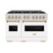 ZLINE - Autograph 48" Classic Double Oven Dual Fuel Range with White and Gold Accents (CDRZ-WM-48-G) - White-Front_Standard