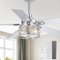 Breezary - 52-Inch Indoor Ceiling Fan with Light Kit, 5 Plywood Dual-Finish Blades, DC Motor, 5/10'' Downrods, Remote, Glass Shade - Chrome with Silver & Woodgrain Blades-Front_Standard