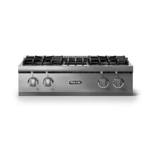 Front. Viking - 30"W. Pro5S 4 Burner Built-in Gas Sealed Burner Rangetop-Stainless Steel - Stainless Steel.