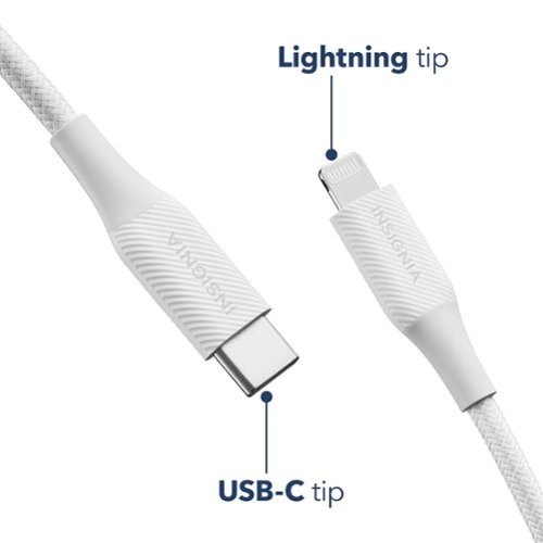 Insignia™ 4' Lightning to USB-C Braided Charge-and-Sync Cable (2 Pack) - Moon Gray BUY IN EUROPE
