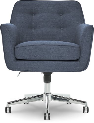 Serta - Ashland Memory Foam & Twill Fabric Home Office Chair - Blue-Front_Standard 
