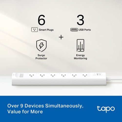 TP-Link Tapo P316M Smart Surge Protection Power Strip with 6 Outlets and 3 Built-In USB Ports - Up to 9 Devices at Once - White WHERE TO BUY