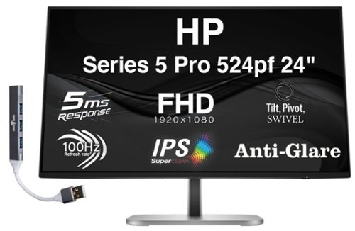 HP - Series 5 Pro 524pf 24" FHD IPS Monitor, 5ms Response Time, Flicker Free, HDMI & DKZ Hub, Color - Black/Silver-Front_Standard 