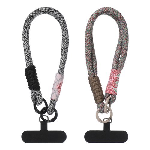 Unique Bargains - 2pcs Universal Phone Wrist Lanyard Hand Strap Anti Theft Strap with Pads - Black/Gray-Front_Standard 