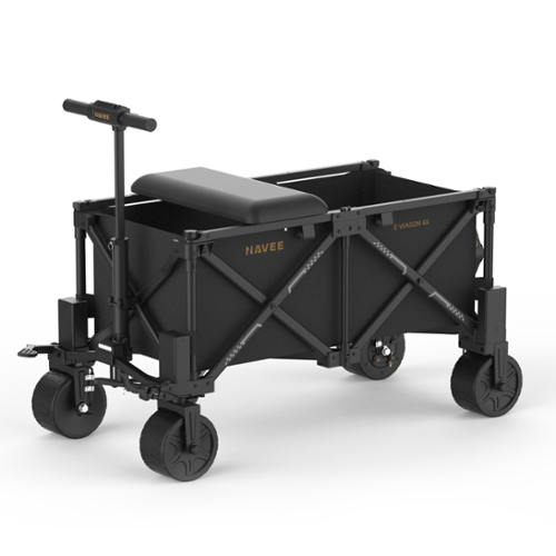 NAVEE - Wagon 4X Electric Utility Cart, 4WD, 9.3 Miles Max Range, 10 MPH Max Speed, 3000W Peak Power, Foldable - Black-Front_Standard 