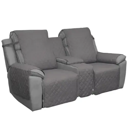 Gray/Light Gray Recliner Loveseat
