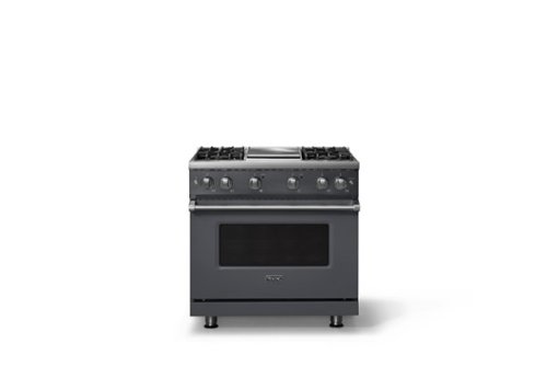 Viking - 36"W. Pro5S 5.1 Cu. Ft. Freestanding Sealed 4 Burner Gas Convection Range w. Griddle - Cast Black - Cast Black