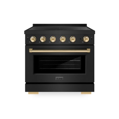 ZLINE - Autograph 36 in. 5.2 cu. ft. Paramount Freestanding Induction Range with 5 Burners in Black Steel with Gold Accents - Black Stainless Steel