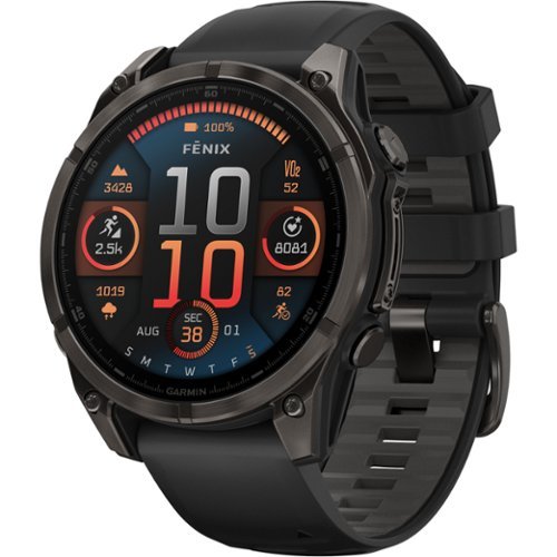 Garmin - fēnix 8 AMOLED Sapphire GPS Smartwatch 47mm Fiber-reinforced polymer - Carbon Gray DLC Titanium - (2024)-Front_Standard