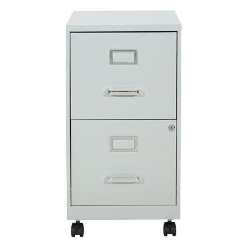 OSP Home Furnishings - 2 Drawer Mobile Locking Metal File Cabinet - Gray-Front_Standard 