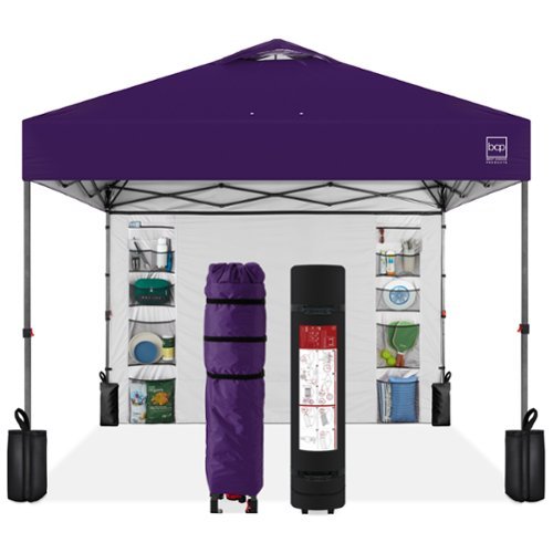 Best Choice Products - 10x10ft Easy Setup Pop Up Canopy, Portable Tent w/ Side Wall, 1-Button Push, Case - Amethyst Purple-Front_Standard 