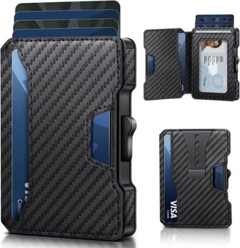 Vulpecula Spade - Wallet for Men, RFID Blocking Slim Mens Wallet with Money Clip, Minimalist Pop Up Card Case, ID Window - Black Carbon-Front_Standard 