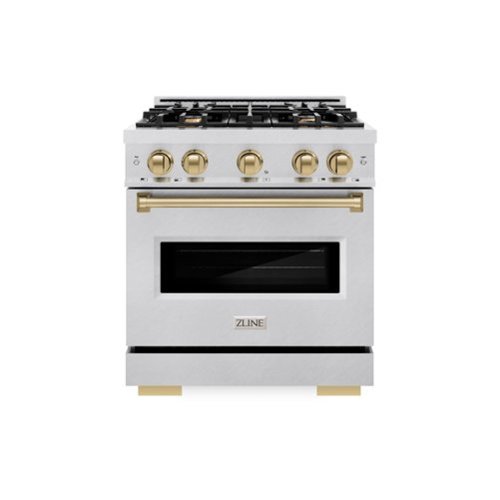 ZLINE - Autograph 30 in. Classic Dual Fuel Satin Steel Range w/ 4 Burners & Bronze Accents (CDRSZ-30-CB) - Stainless Steel-Front_Standard 