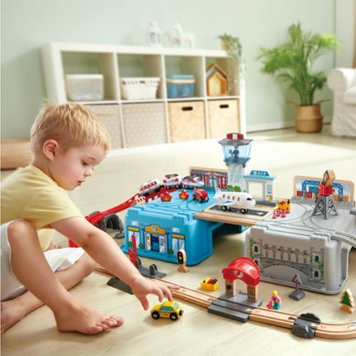 Hape Bucket Super Cityscape Transport Builder Train Set Battery Powered Engine WHERE TO BUY