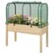 Costway - Wood Raised Garden Bed with Greenhouse Cover Mini Portable Greenhouse Kit - Green + Beige-Front_Standard