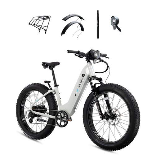 Lectric eBikes - XPeak Step-Thru 2.0 Long-Range eBike (Max 80mi. Range/28mph Speed) + Rear Rack, Fenders, Headlight, Suspension Seat Post - 70 - Stratus White
