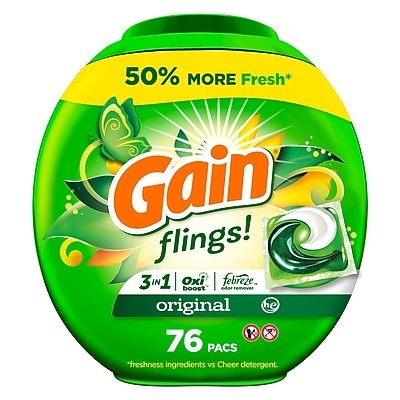 Gain - Flings HE Laundry Detergent Capsules, Original Scent, 51 oz., 76 Capsules (09485)