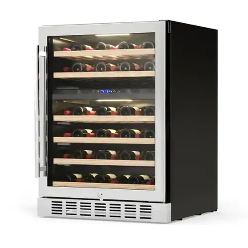 Front. Etust - Etust 32" Dual Zone Wine Fridge, 46-Bottle Mini Fridge, 41-64℉, Small Beverage Refrigerator for Home Bar & Wine Storage - Black.