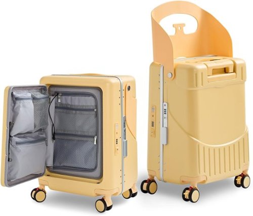 Circus Cirle - 20" Ride-on Luggage with Seat，Front Opening Carry-On Hardshell Ride On Suitcase - Yellow-Front_Standard 