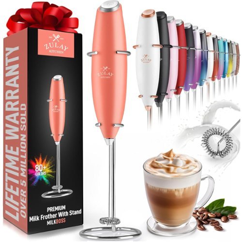Zulay Kitchen - Powerful Milk Frother Handheld Foam Maker for Lattes by Milk Boss - Peach Orange-Front_Standard 