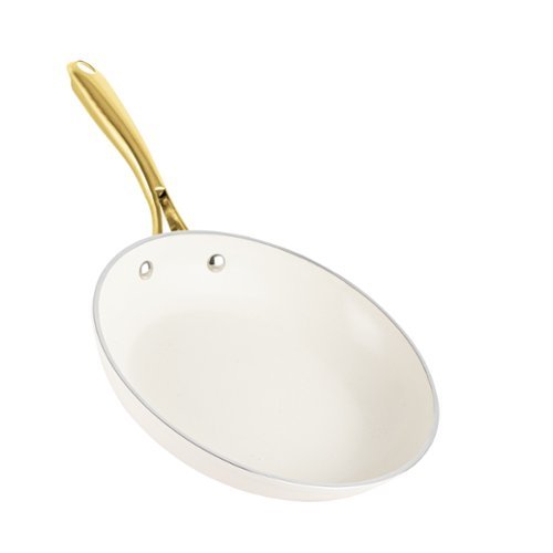 Gotham Steel - 12'' Ultra Nonstick Ceramic Fry Pan with Gold Stay Cool Handle - Cream-Front_Standard 