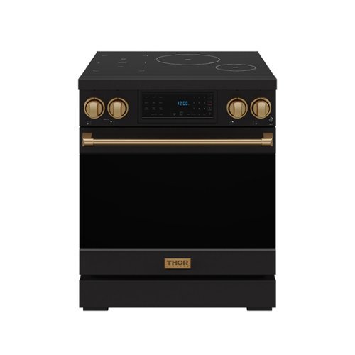 Gordon Ramsay Series by Thor Kitchen 4.8 Cu. Ft Freestanding Induction Range with Bronze Hardware - Matte Black