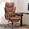 CloudRest Pro - 400lbs Heavy Duty Office Chair Faux Leather Wide Ergonomic Comfy Executive Chair - Brown-Front_Standard