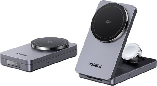 UGREEN - MagFlow Qi2 3-in-1 Charger Station for iPhone 16/15/14/13/12 Series, Foldable Wireless Charger Stand - Space Grey