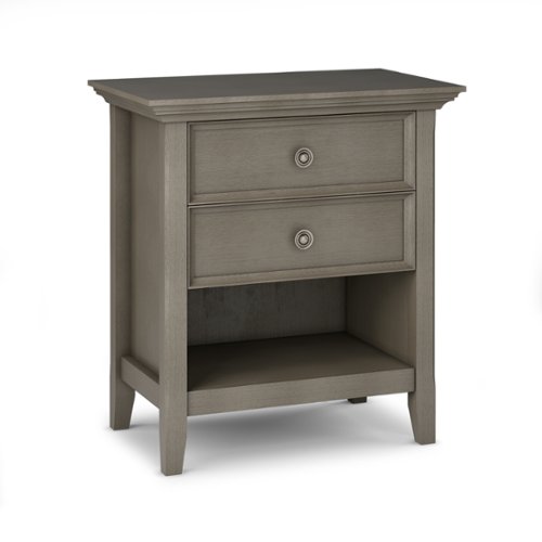 Simpli Home - Amherst Bedside Table - Farmhouse Grey-Front_Standard 
