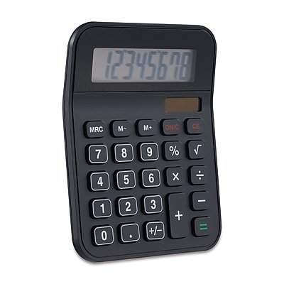 Staples - 8-Digit Battery & Solar Basic Calculator - Black-Front_Standard 