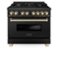 ZLINE - Autograph 36" Legacy Dual Fuel Range with Gold Accents (RABZ-36-G) - Black-Front_Standard