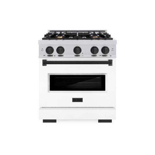 ZLINE - Autograph 30" Classic Dual Fuel Range with Black Accents (CDRZ-WM-30-MB) - White Matte-Front_Standard 
