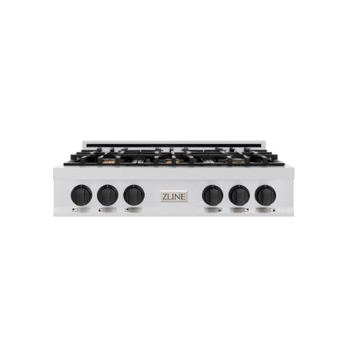 ZLINE - Autograph 36 in. Slide-In Classic Rangetop w/ 6 Burners in Stainless Steel & Matte Black Accents - Stainless Steel