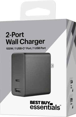 Best Buy essentials™ 100W Dual Port USB-C and USB Wall Charger for MacBook Pro, iPad, iPhone, Apple Watch, Smartphones & other USB-C Devices - Black SHOP ONLINE