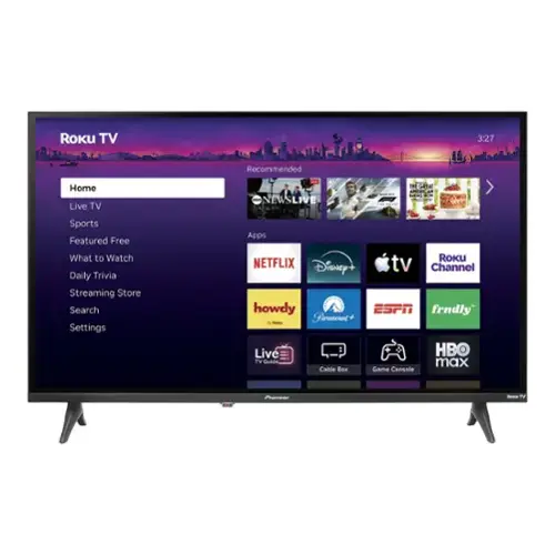ROKU TV  
3:27  
Recommended  
Home Live TV  
Use abc NEWSLIVE  
BRAD THE - THE GREAT AMERICAN BAKING SHOW  
Sports Featured Free What to Watch Daily Trivia Streaming Store Search Settings  
Apps ROKU NETFLIX Disney+ tv Channel howdy ESPN frndly Paramount by unit Live HBO TV Guide max Cable Box Game Console  
Pioneer  
FOODCE TV