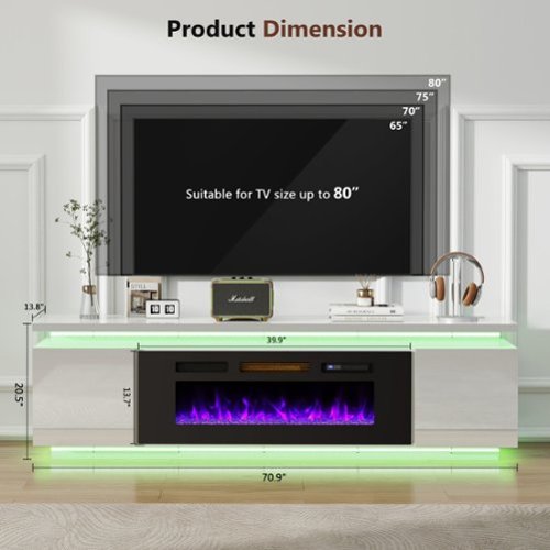 Skyzoo Electric Fireplace TV Stand for TVs up to 80