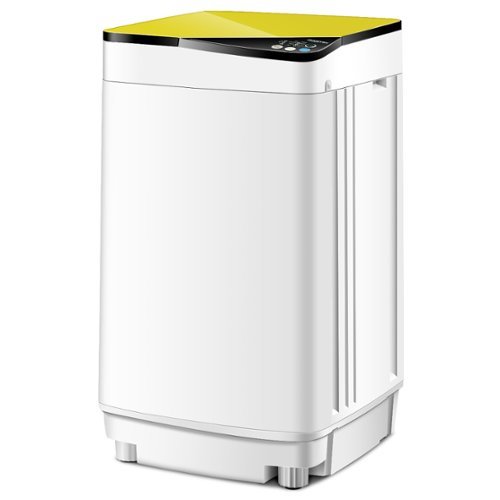 Costway - Full-Automatic Washing Machine 7.7 lb. Washer/Spinner Germicidal UV Light Yellow - White and Yellow