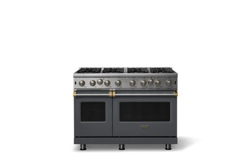 Viking - Pro 5 Series 6.1 Cu. Ft. Freestanding Open 8 Burner Gas Convection Range - Cast Black w. Brushed Brass - Cast Black