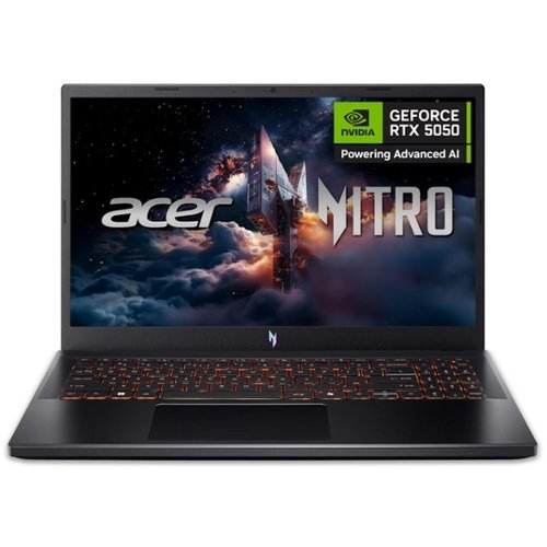 Acer - Nitro V 15.6" FHD 165Hz Gaming Laptop,Intel i5-13420H,16GB RAM,512GB SSD,GeForce RTX 5050,Backlit,Win 11 Pro - Black-Front_Standard 