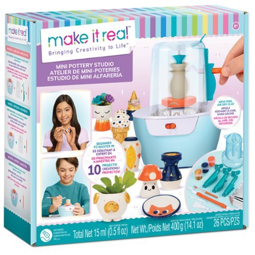 Make It Real - Make It Real: Mini Pottery Studio DIY Craft Kit, 26 Pieces