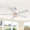 Breezary - 42-In Indoor Ceiling Fan with Light Kit, 5 Plywood Blades, 6-Speed DC Motor and Remote, Timer, Memory Function(1/2 Pack) - Distressed White and Gold (1 Pack)-Front_Standard