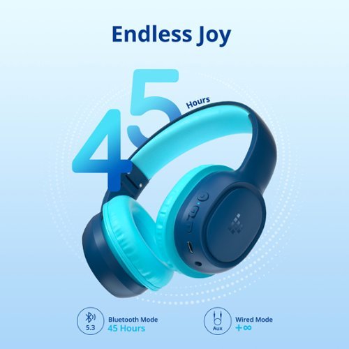 Tronsmart KH02 Wireless Headphones with 74/85/93dB Safe Volume, Built-in Microphone, Bluetooth 5.3, 45H Playtime for School Travel - Navy Blue BUY IN DUBAI