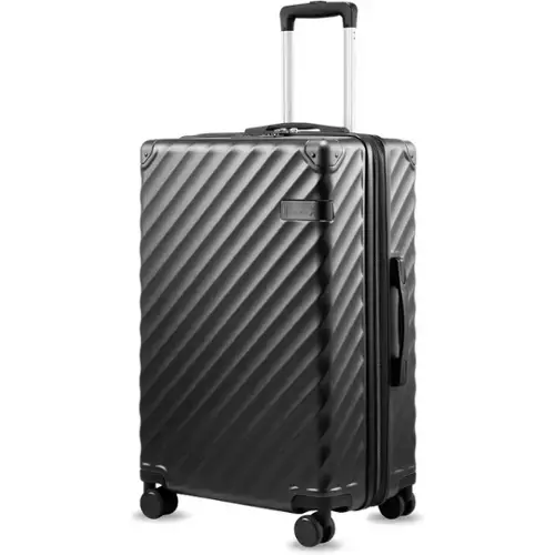 Front. LUGGEX - LUGGEX 24 Inch Medium Checked Luggage Hardside Suitcase with Spinner Wheels and Reinforced Corner Protectors - LX-EX - Black.