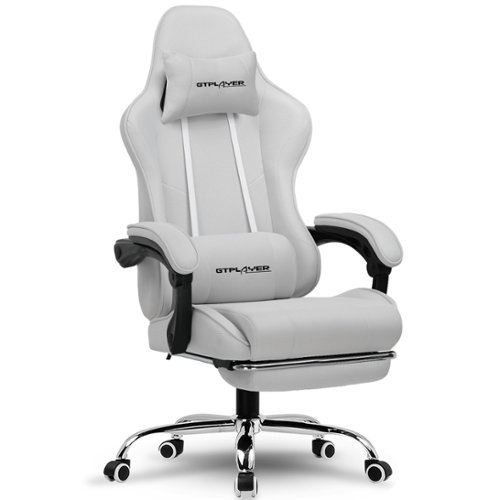 GTPlayer - Gaming Chair Breathable Fabric Ergonomic Computer Desk Chair - Light Gray-Front_Standard 