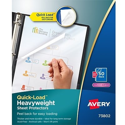 Avery - Quick Load Heavyweight Sheet Protectors, 8-1/2" x 11", Acid-Free, 50/Box - Diamond Clear