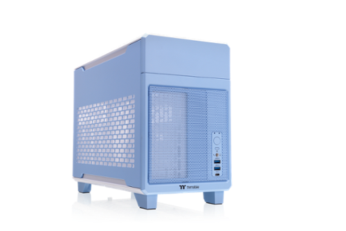 Thermaltake - TR100 SFF mITX Mini Tower PC Case with PCIe 4.0 Riser Cable Included - Hydrangea Blue
